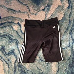 Adidas Black Shorts with White Stripes